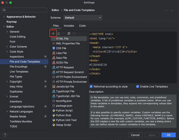 Template with plus marked