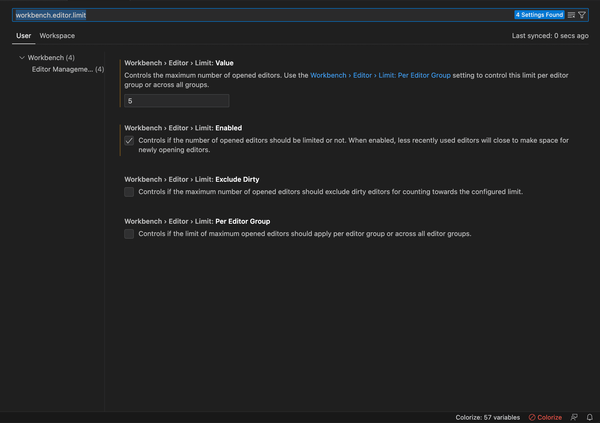 Vscode maximum amount of opened tabs concentration code